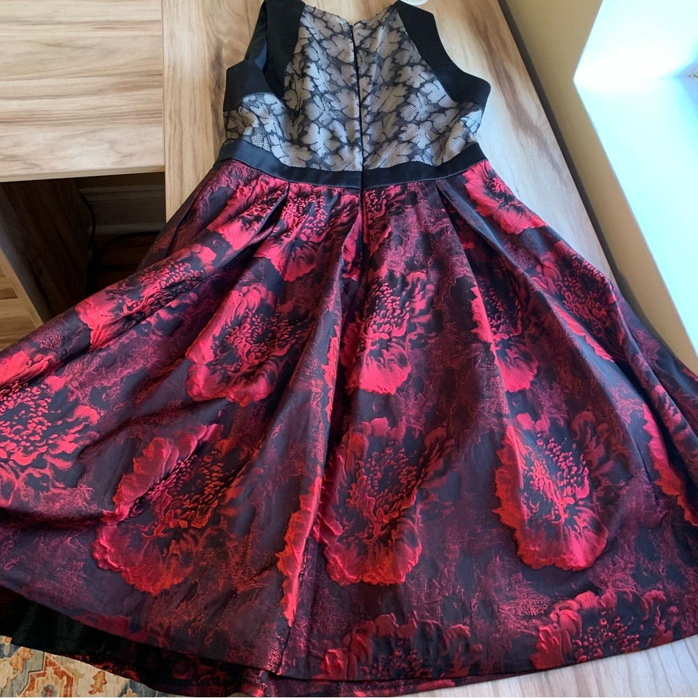 Carmen Marc Valvo Womens Dress Wedding Guest Sleeveless Floral Lace A-Line 12 XL - Picture 8 of 16